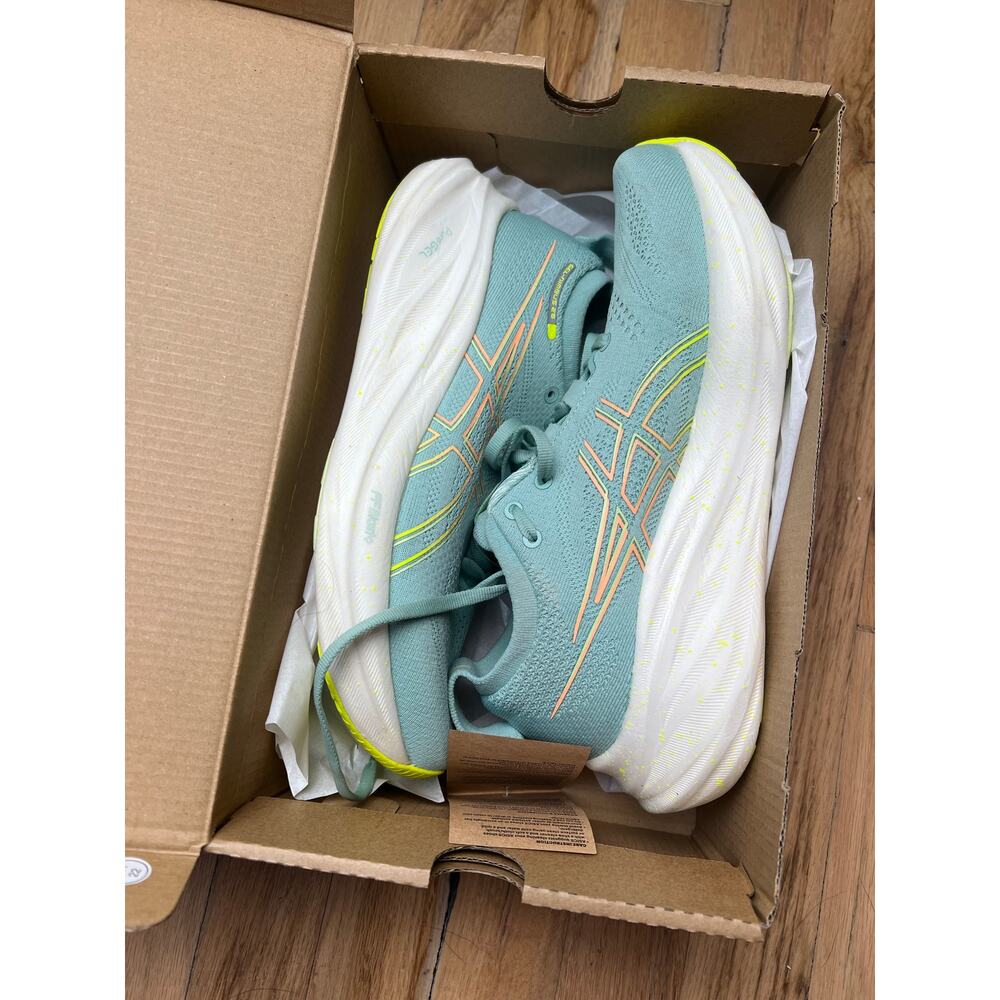 Asics GEL Nimbus 26 Running Shoes Sneakers Light Celadon Safety Yellow Women's 8 - Picture 7 of 13